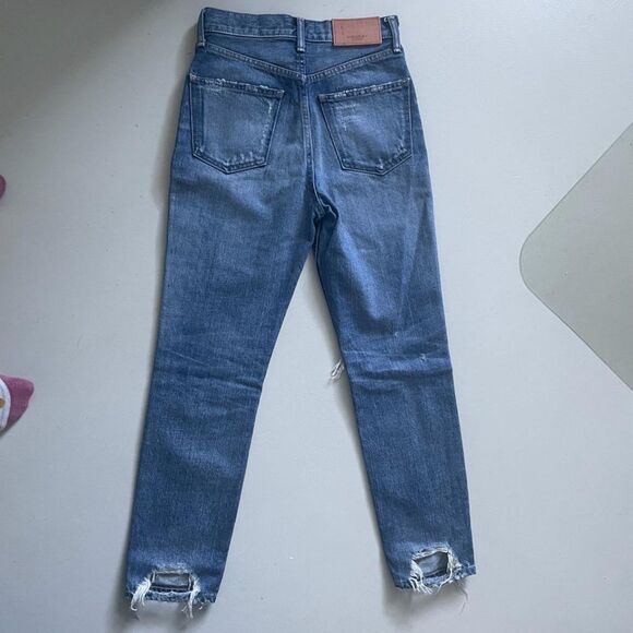 Moussy High Rise Distressed Boyfriend Jeans Blue 24 - Picture 4 of 8